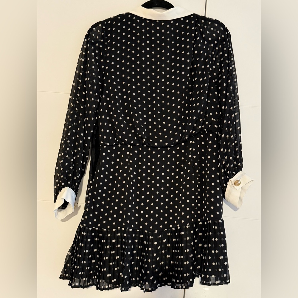 NWT Zara Black and White Polka Dot Mini Dress - Picture 5 of 5